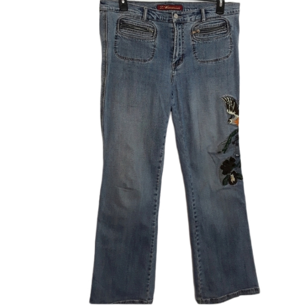 Z Cavaricci Vintage Hi Rise Embroidered Jeans EUC sz 14